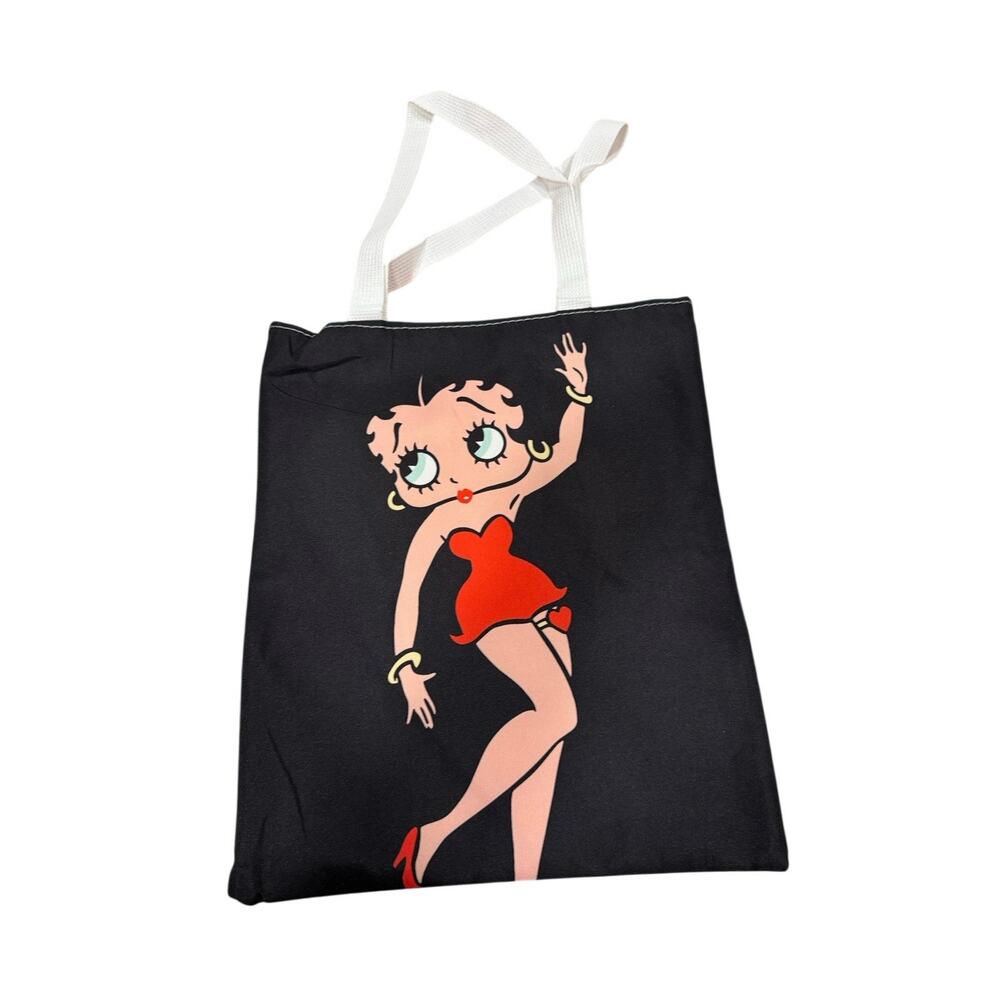Betty Boop canvas tote bag black zipper lined back to school office shopping
